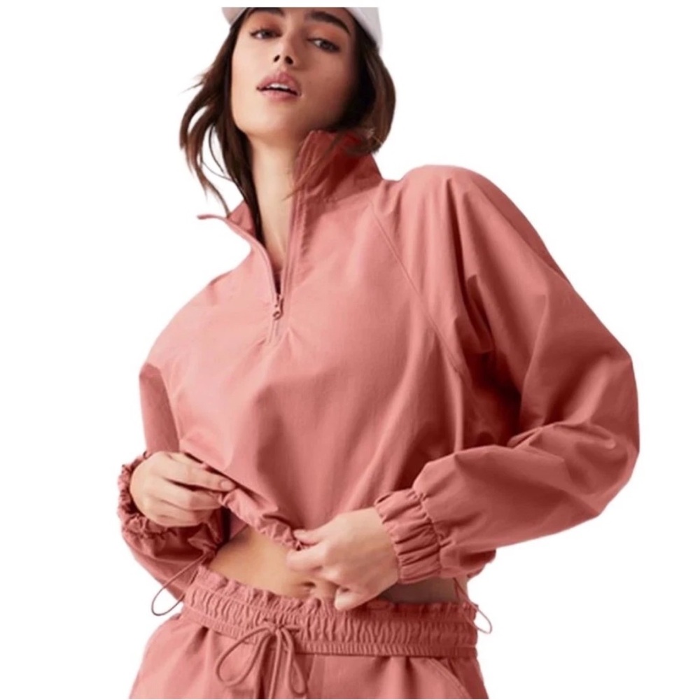 Alo Yoga Cropped 1/4 Zip Alumni Pullover Size Small